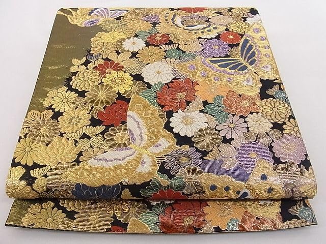 着物屋こころ□西陣 六通太鼓柄袋帯 瓢箪 金糸 正絹 逸品 B-mw1150